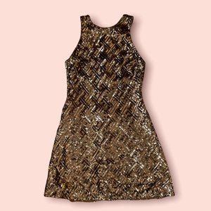 Gold sequin party mini dress